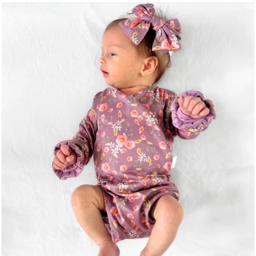 RUFFLE CUFF LONG SLEEVE WINGED BODYSUIT
