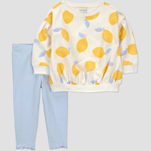Carter's Just One You® Baby Girls' 2pc Lemon Sweatshirt and Leggings Set- Cream 3M
