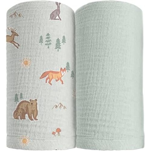 Ultra Soft 100% Cotton Swaddles for Newborns, 2-Pack - Muslin Swaddle Blankets - 47x47 Baby Receiving Blanket - Perfect for Boys & Girls