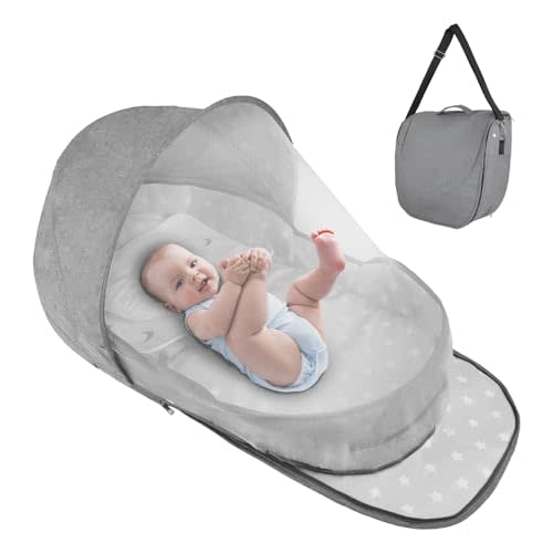 ISELECTOR Portable Bassinet for Baby Travel & Home - Lightweight Foldable Bedside Sleeper with Breathable Mesh, Carry Bag & Storage Pocket, Compact Bassinets for Newborn Infant, Safe Cosleeping Design