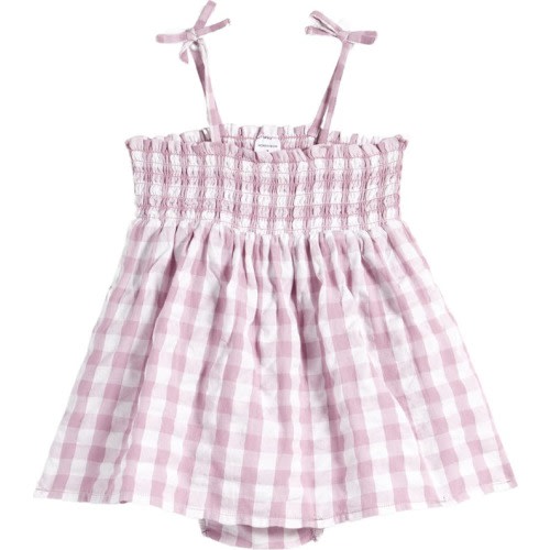 Baby Smocked Bodysuit, 12M, Purple Mist Gingham