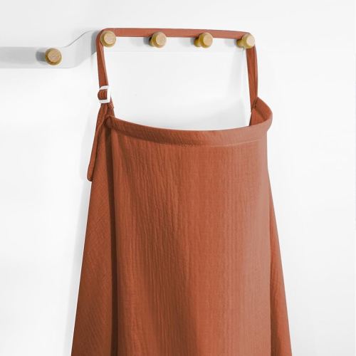 Muslin Nursing Covers for Breastfeeding, Arch Neckline Breast Feeding Covers for Women, Moms Privacy Breathable Summer Nursing Apron, 43.3" x 25.6" Soft Feeding Cover (Orange Red)