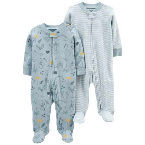 2-Pack Cotton Zip-Up Sleep & Plays - 9M - Blue