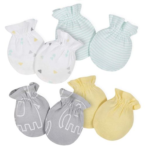 GERBER Baby-Girls 4-Pair Mittens - 0 - 3 Months - Elephant Dream