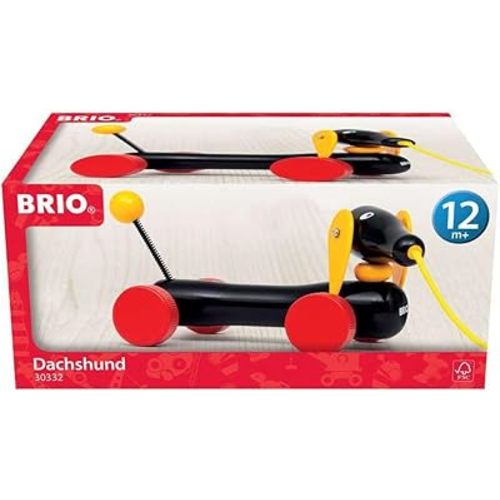 BRIO World - 30332 Pull Along Dachshund | Interactive Toddler Toy | Durable Wooden Construction | FSC Certified Sustainable Wood