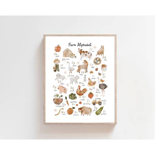 Farm Alphabet - Nursery farm print - Nursery farm decor - Nursery decor - Farm alphabet poster - Nursery farm picture - Alphabet poster