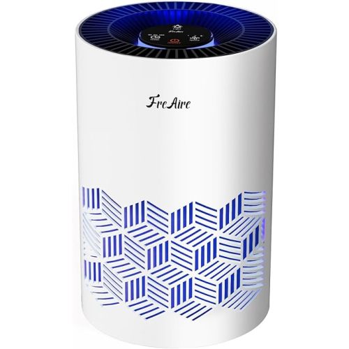 FreAire Air Purifiers for Bedroom Home, Air Purifier with RGB Lights Air Purifiers for Pets Dust Smoke Pollen Dander Smell, Portable Air Purifier with Air Filter for Home (White)