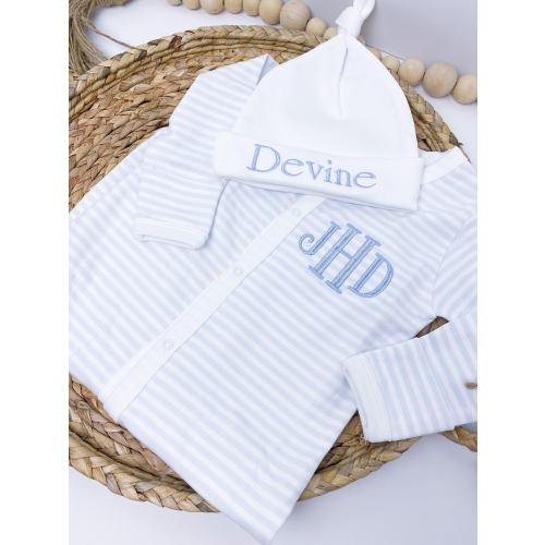 Baby Boy Coming Home Outfit, Monogrammed Baby Outfit, Baby Romper, Baby Shower Gift for Boy