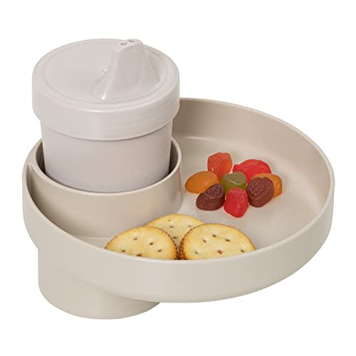 Travel Tray My Round, USA made. Convert Existing Cup Holder to Tray and Cup Holder for Kids Car Seat, Booster, Stroller, Golf Cart and More! Beige