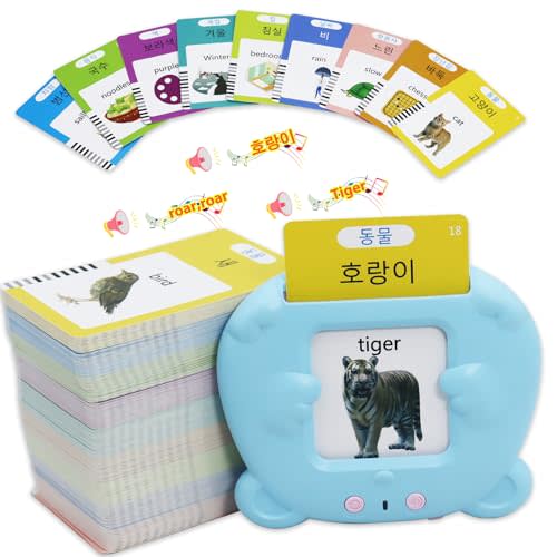 MAYAPHILOS 510 Words English and Korean Talking Flash Cards for Toddlers Bilingual, Educational Toy for Toddlers, Korean Language Learning Toys Pocket Speech for Toddlers