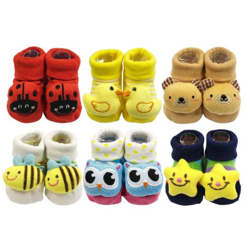 Wrapables Cute 3d Cartoon Anti-skid Baby Booties Sock Slipper Shoes (set Of 6), 3d Cartoon