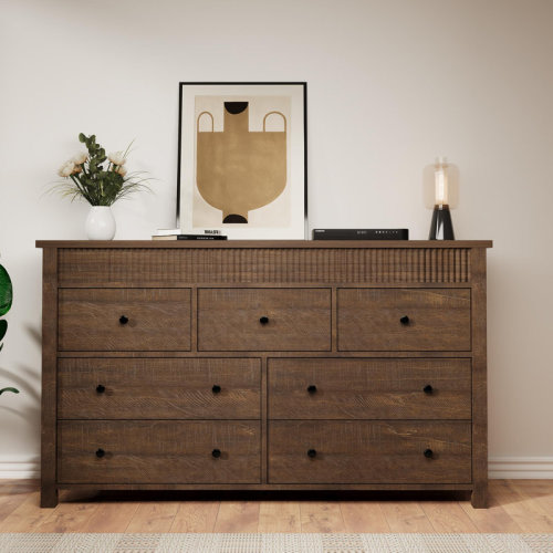 Latitude Run® 7-Drawer Dresser in Walnut - Wood Storage Cabinet for Living Room, Hallway or Entry Area | Wayfair