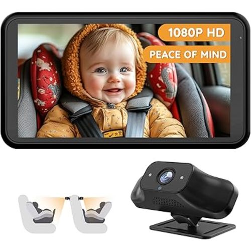 Baby Car Camera, 4.5" 1080P Easy Setup Backseat Camera with Flexible 360 Rotation, 3X Zoom Clear Picture Rear Facing Car Seat Baby Monitor