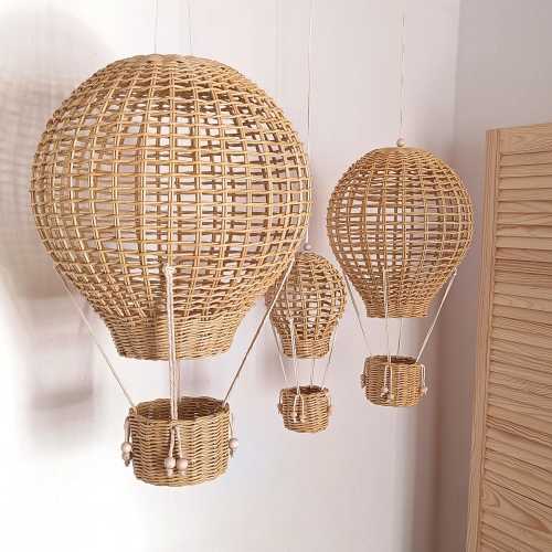 Hot air balloon nursery , Set of Three hot air balloons Boho play room decor, family decor, hot air balloon nursery, Travel Theme Nursery