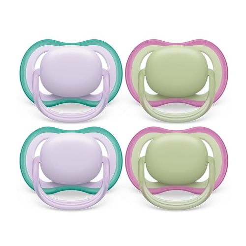 Philips Avent Ultra Air Pacifier - 4 x Light, Breathable Baby Pacifiers for Babies Aged 0-6 Months, BPA Free with Sterilizer Carry Case, SCF085/50