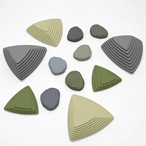 JumpOff Jo - Rocksteady Plus Balance Blocks & Puddle Jumper Foam Stones for Kids, Promotes Balance & Coordination, Sensory Toys, Stepping Stones for Kids, Set of 12 Pieces