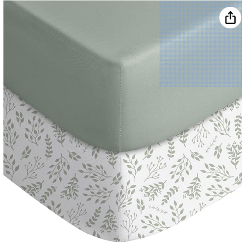 Yoofoss Baby Crib Sheets for Boys Girls, Fitted Crib Sheet 2 Pack for Standard Crib and Toddler Mattress, Super Soft Microfiber Baby Sheet 28x52x8in(Green+Leaf)