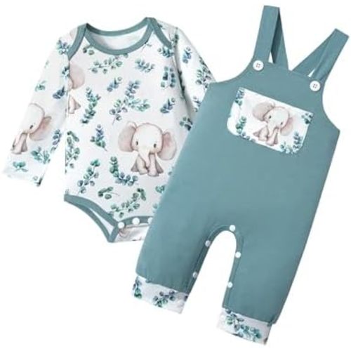 Baby Boy Clothes Long Sleeve Animal Print Romper Baby Boy Outfits Plaid Overalls Jumpsuit
