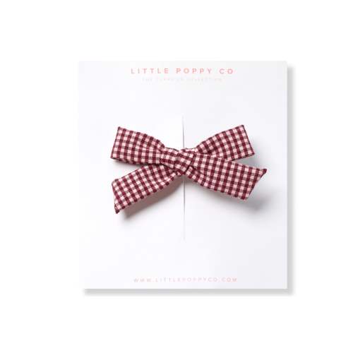 Maroon Check Bow Clip