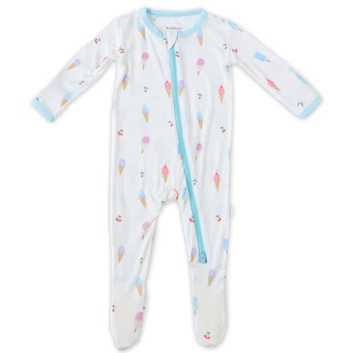 Bamboo Little Soft Baby Footie Pajamas, Baby Clothes, Newborn Sleepers, 95% Viscose and 5% Spandex, 0-24 Months