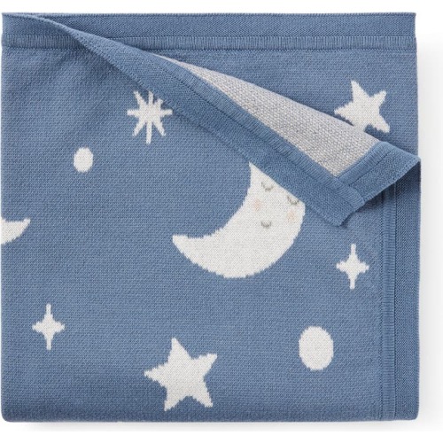 Elegant Baby Celestial Cotton Knit Blanket, Blue