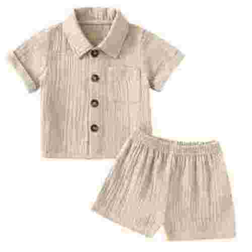 Toddler Baby Boys 2Pcs Summer Cotton Outfits Set Short Sleeve Tops Shirt Shorts Kids Clothes Suit