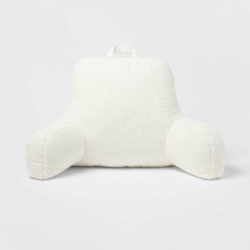 Faux Shearling Bed Rest Pillow Cream - Room Essentials™: Supportive Backrest For Dorm, Hypoallergenic Fill