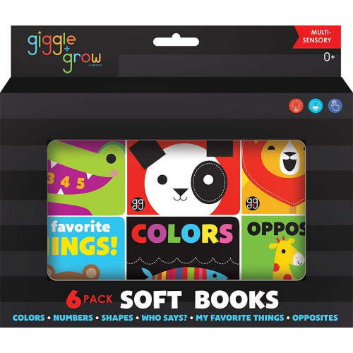 giggle+grow 6-Pack Mini Plush Baby Multi Sensory Soft Books