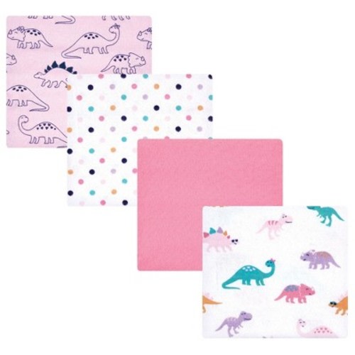 Hudson Baby Infant Girl Cotton Flannel Receiving Blankets, CuteASaurus, One Size