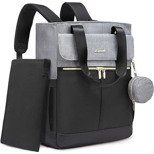 LOVEVOOK Diaper Bag Backpack,Diaper Bag Tote with Insulated Pockets,Baby Bag for Girl Boy with Changing Pad,Large Baby Diaper Bag with Pacifier Case,Anti-Theft Travel Backpack for Women,Black-Gray
