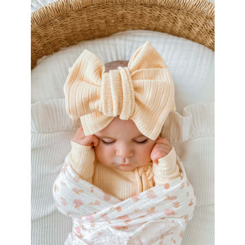 Oversized Topknot | Pastel Lemon Rib Pointelle – Little and Fern