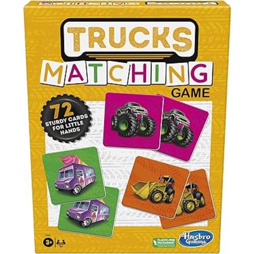 Hasbro Gaming Trucks Matching Game, Fun Preschool Board Game for 1+ Players, Memory Card Game for Kids, Set, Ages 3+ (Amazon Exclusive)