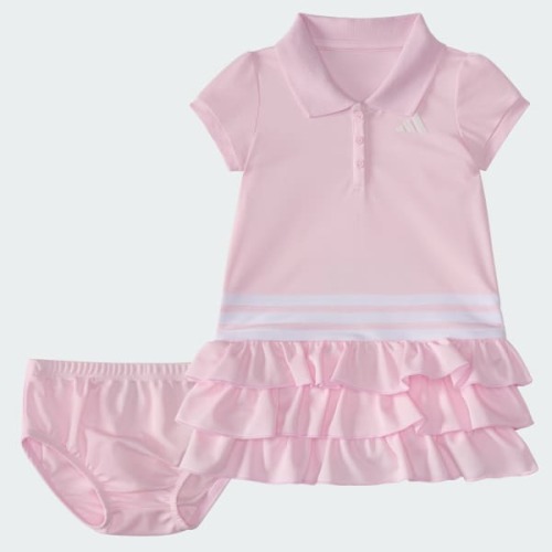 Short Sleeve Ruffle Polo Dress Set