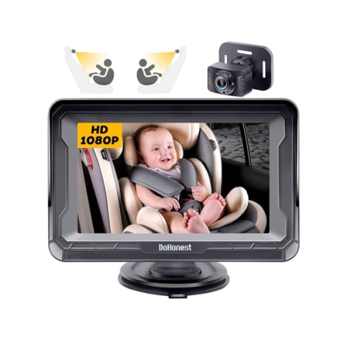 DoHonest Baby Car Camera HD 1080P - Rear-Facing Car Baby Monitor with Night Vision, Adjustable View Angle, Easy Setup, Anti-Glare Display, Safety for Kids & Infants