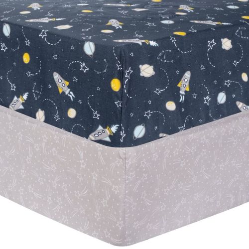 Sammy & Lou Fitted Crib Sheet - Rockets 2pk