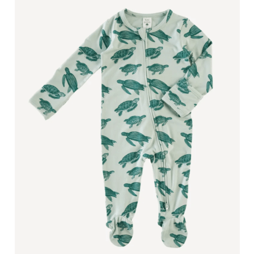 long sleeve zipper footie | storm sea turtle | viscose from bamboo