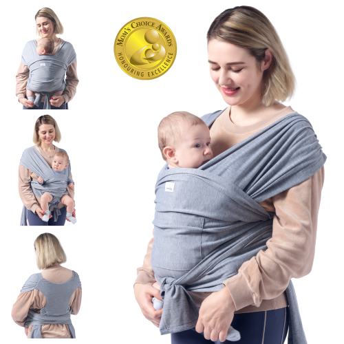 Momcozy Ergonomic Baby Wrap Carrier, Soft Waist Wearable Sling for Newborn up to 35 lbs, Grey