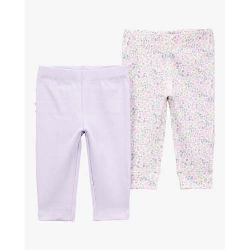 Baby Girl 2-Pack Floral Pull-On Pants - Purple - Carter's | Carter's