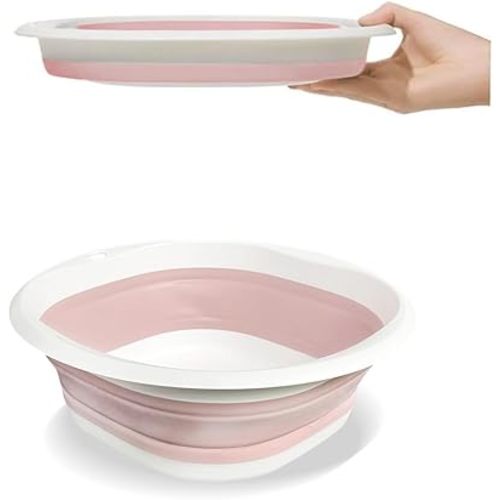 Collapsible Wash Basin, Plastic+TPR Buckets, Portable and Space Saving, Multi-Function Use, Large and High Capacity (Medium)