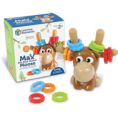 Learning Resources Max the Fine Motor Moose - 13 Pieces, Ages 2+ Toddler Learning Toys, Fine Motor Toy for Toddlers, Preschool Toys