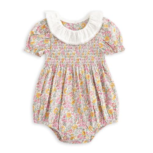 Curipeer Infant Baby Girls Summer Floral Romper Baby Bubble Sleeve Ruffle Romper Outfit 3M-2T