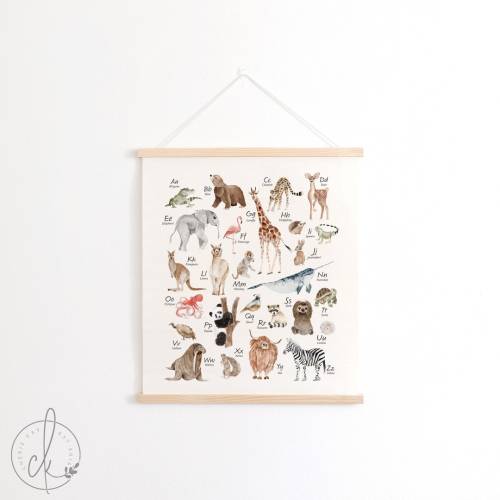 Animal Alphabet | Fabric Wall Hanging | Kids Room Decor | Playroom Wall Decor | Classroom Decor | Canvas Art | ABC Sign | Home School Decor