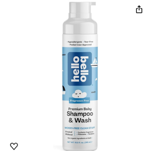 Hello Bello Shampoo & Body Wash - Gentle Hypoallergenic Tear-Free Formula for Babies and Kids - Vegan and Cruelty-Free - Fragrance Free - 10 fl oz : Baby