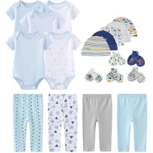 Kiddiezoom Unisex Baby Layette Essentials Giftset Clothing Set 19-Piece For Newborn Baby