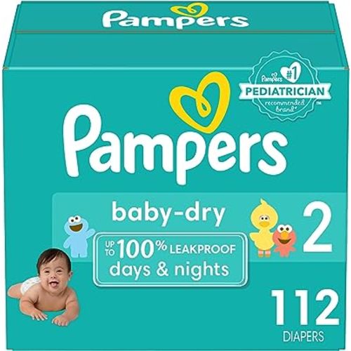 Pampers Baby Dry Diapers - Size 2, 112 Count, Absorbent Disposable Diapers
