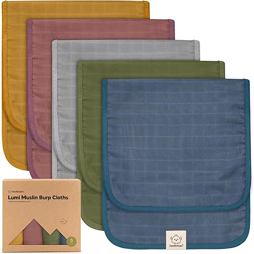 5-Pack Muslin Burp Cloths for Baby Boys, Girls - Baby Burp Cloths Neutral, Soft and Absorbent Burp Clothes, Burping Cloths for Babies, Burp Rags, Baby Girl & Boy Burp Cloth, Baby Essentials (Corals)