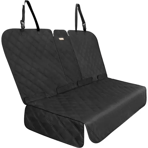 Back Seat Cover 60/40 Split Bench for Cars,Trucks,SUVs - Waterproof Easy Cleanup Car Seat Protector Great for Messy Kids and Drooling Pet Dogs(Black)