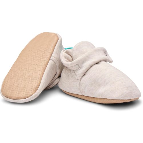 Ten Little Everyday Baby Booties - 100% Organic Cotton, Seamless SoftLoom Interior, Non-Slip, Breathable & Adjustable Newborn Booties for Girls & Boys - Best Newborn Gift for Baby Registry and Baby Shower