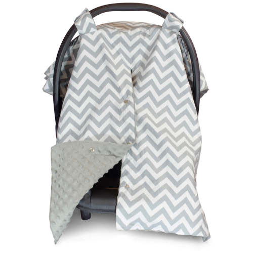 Kids N' Such Peekaboo Baby Car Seat Canopy Infant Carrier Cover for Travel, Chevron & Gray