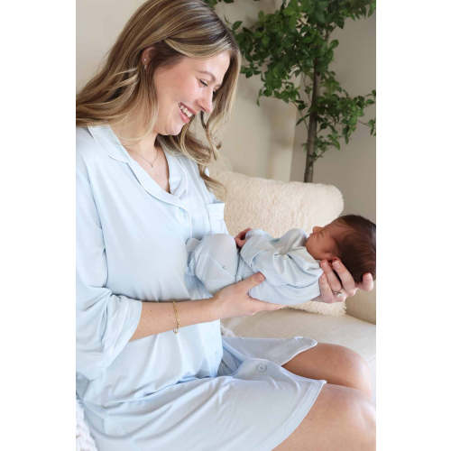 Labor & Delivery Nightgown in Baby Blue | Caden Lane